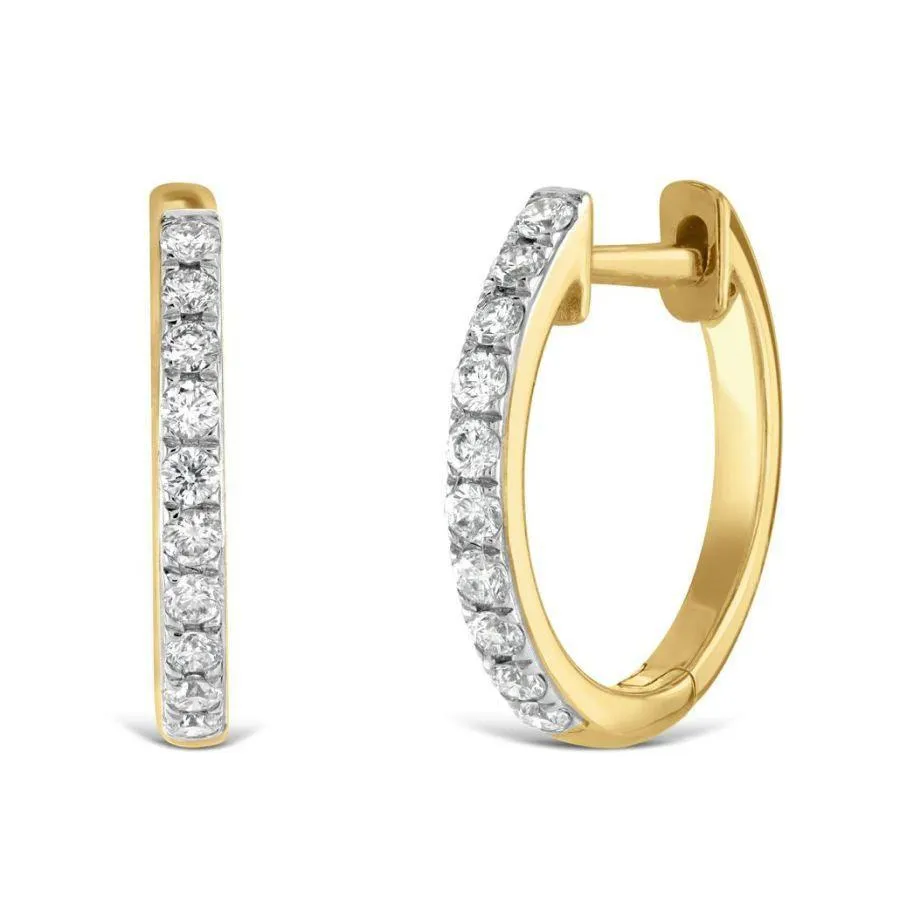 0.22ct Round Brilliant Cut Diamond 18ct Yellow Gold Hinged Hoop Earrings