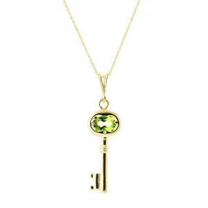 0.5 Carat 14K Solid Yellow Gold Key Charm Necklace Peridot