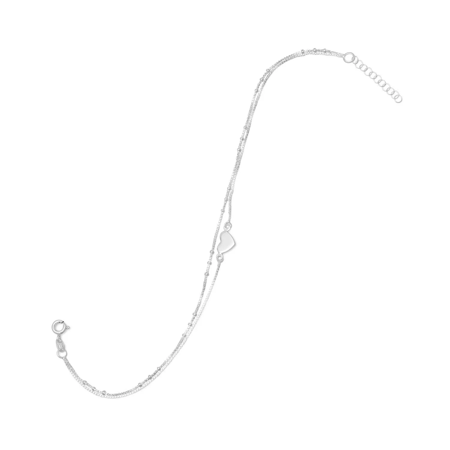 11"   1" Double Strand Heart Anklet