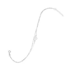 11"   1" Double Strand Heart Anklet