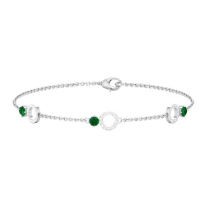 1/2 CT Genuine Emerald and Diamond Minimal Station Chain Bracelet