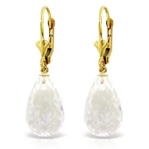 14 Carat 14K Solid Yellow Gold Loveliness White Amethyst Earrings