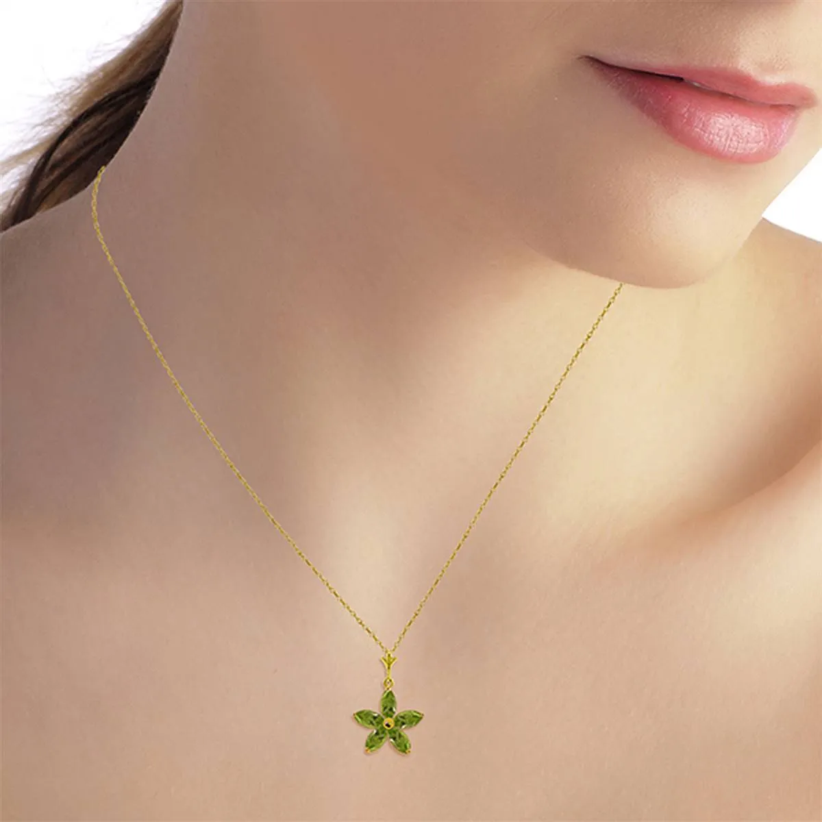 1.4 Carat 14K Solid Yellow Gold Virtue Peridot Necklace