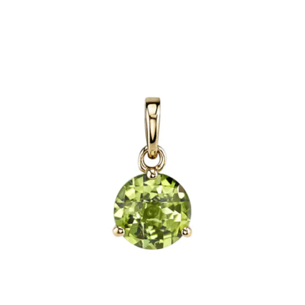 14k Gold 8mm Round Peridot Pendant Necklace