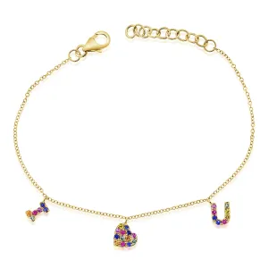 14k Gold & Rainbow Sapphire Bracelet - 0.38ct