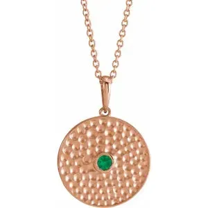 14K Gold Beaded Disc Necklace