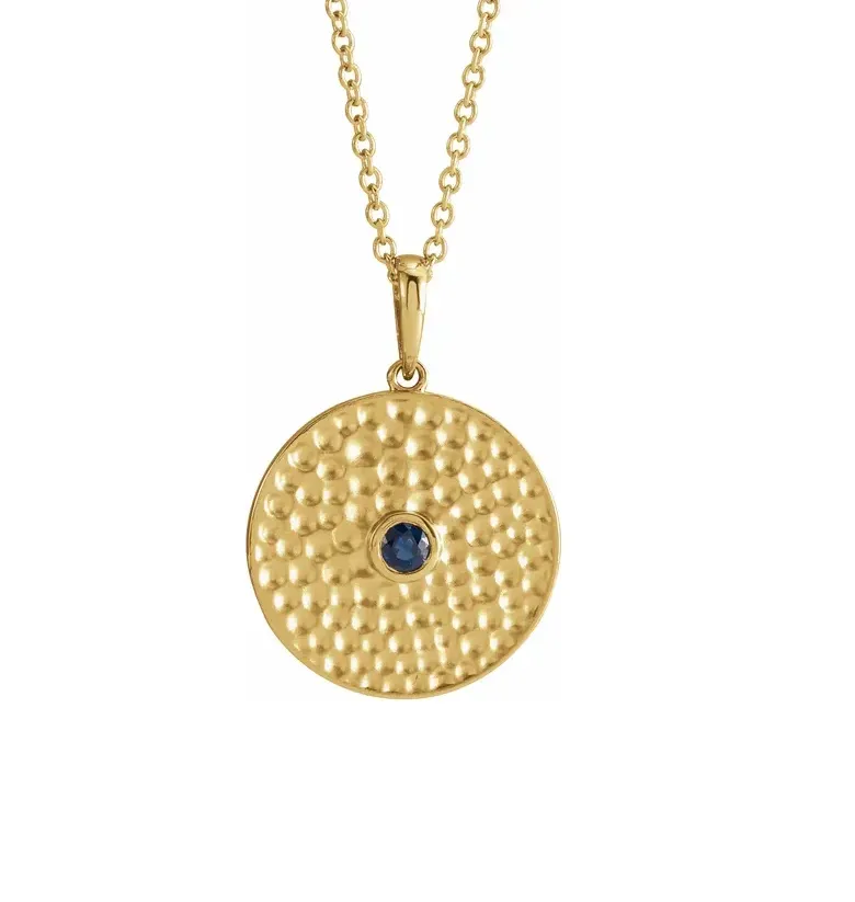 14K Gold Beaded Disc Necklace