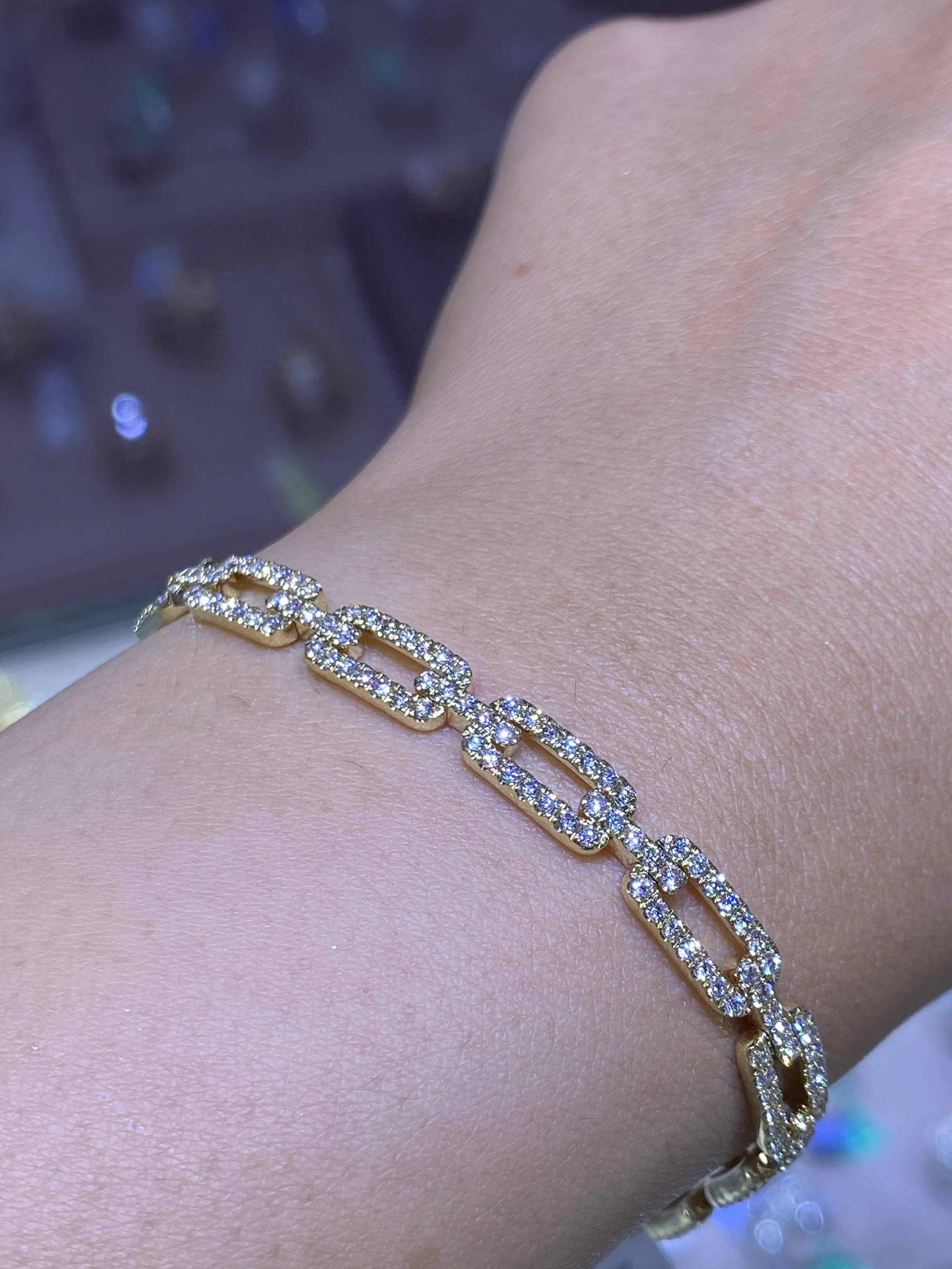 14K Gold Chain Diamond Bracelet