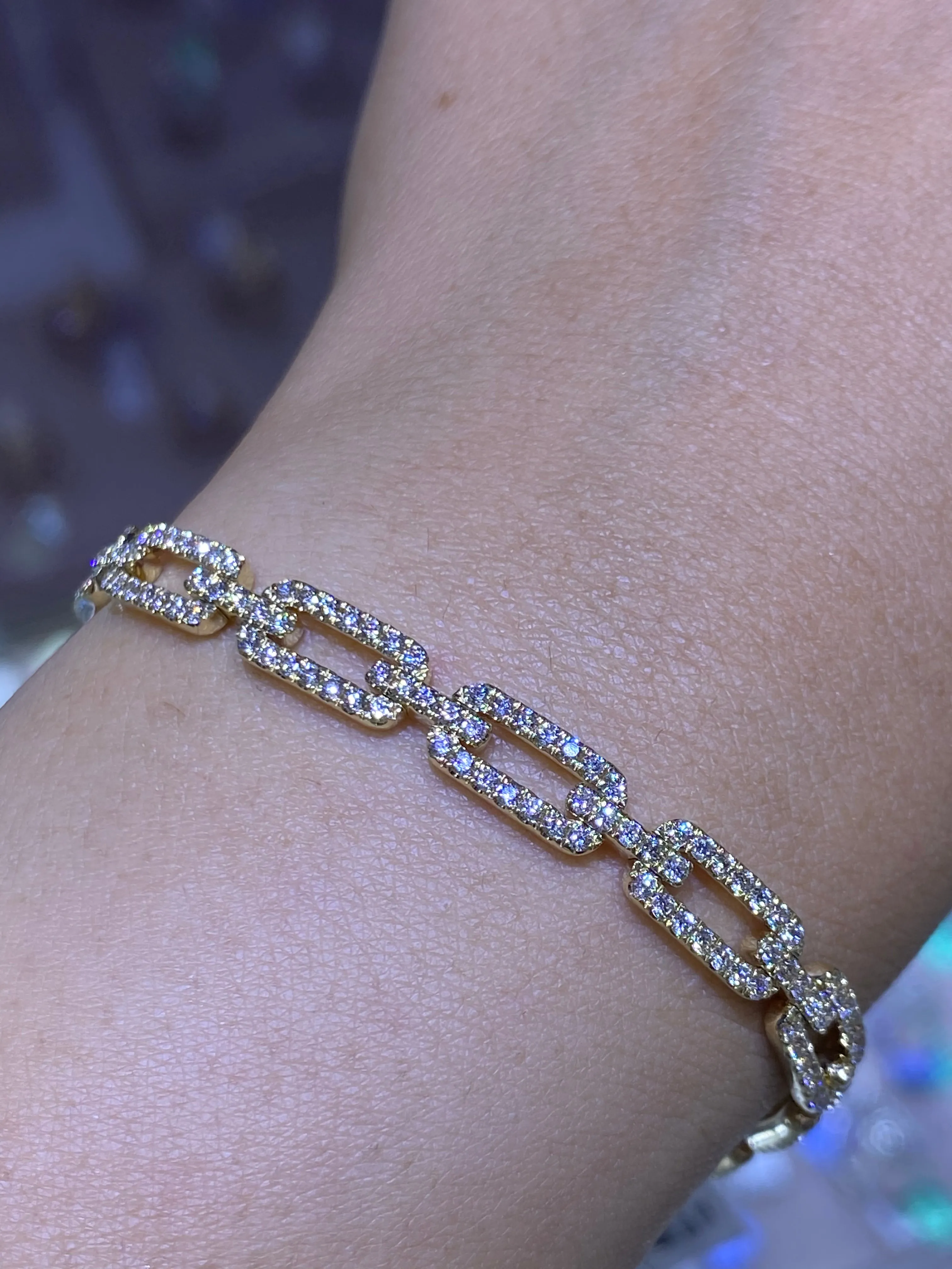 14K Gold Chain Diamond Bracelet