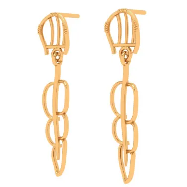 14k Gold Earrings With Trendy Dangling Threads With Bis Hallmarked