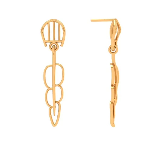 14k Gold Earrings With Trendy Dangling Threads With Bis Hallmarked