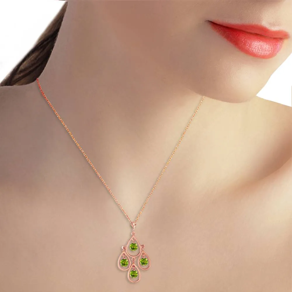 14K Solid Rose Gold Peridot Necklace Gemstone Genuine Platinum