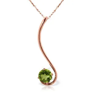 14K Solid Rose Gold Peridot Necklace New