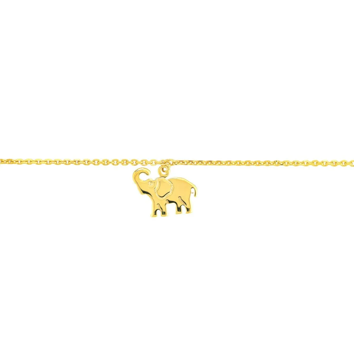 14K Yellow Gold Elephant Trio Adjustable Anklet