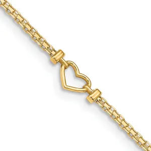 14k Yellow Gold Fancy Heart Anklet Bracelet