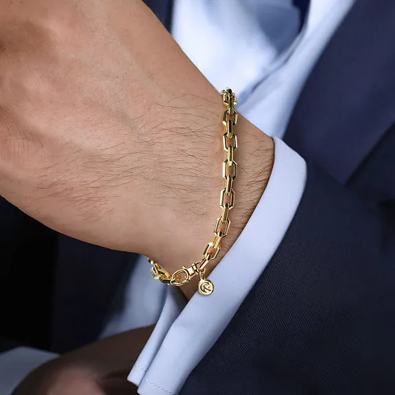 14K Yellow Gold Men's Faceted Chain Bracelet