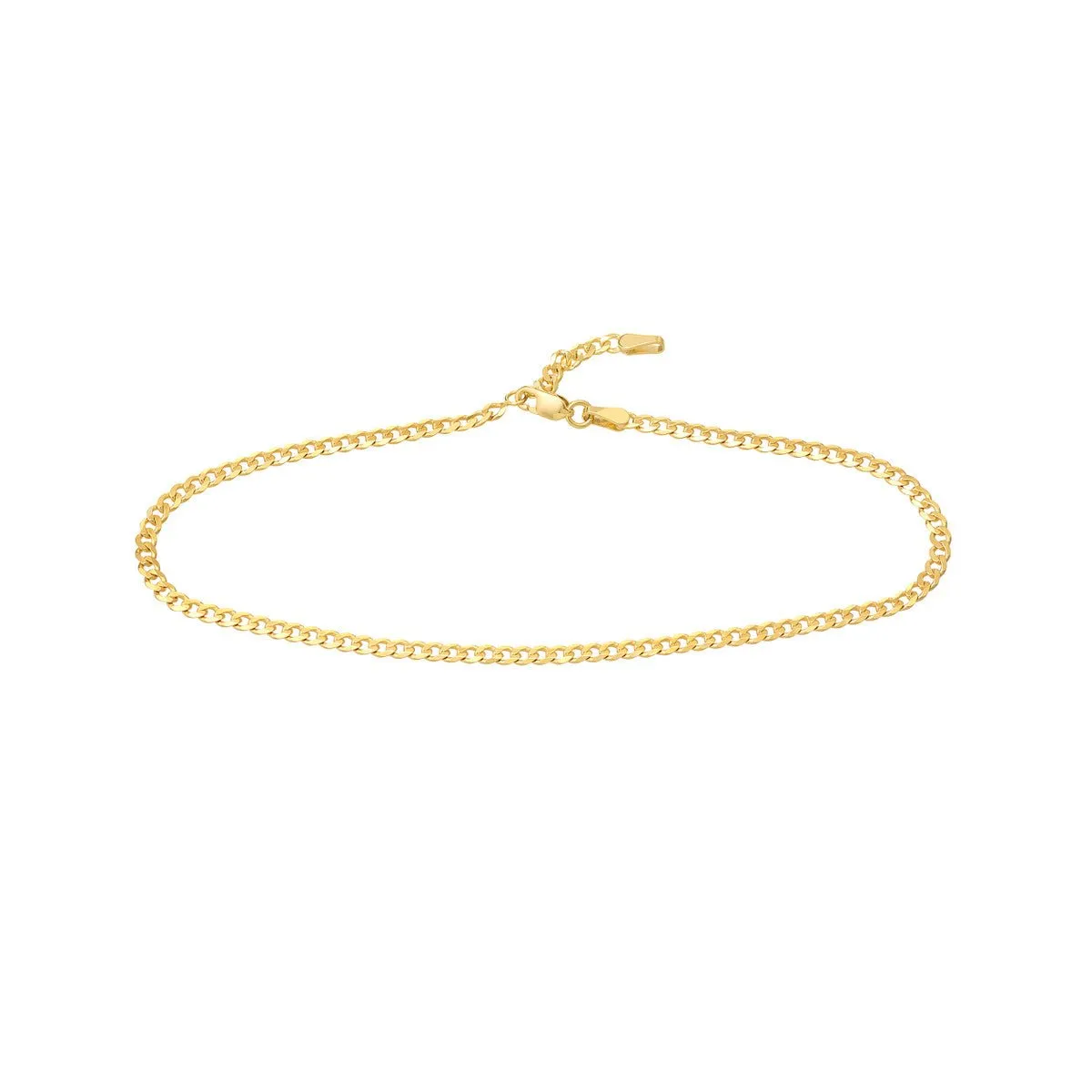 14K Yellow Gold Open Curb Chain Adjustable Anklet