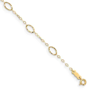 14k Yellow Gold Oval Shapes 9 Anklet