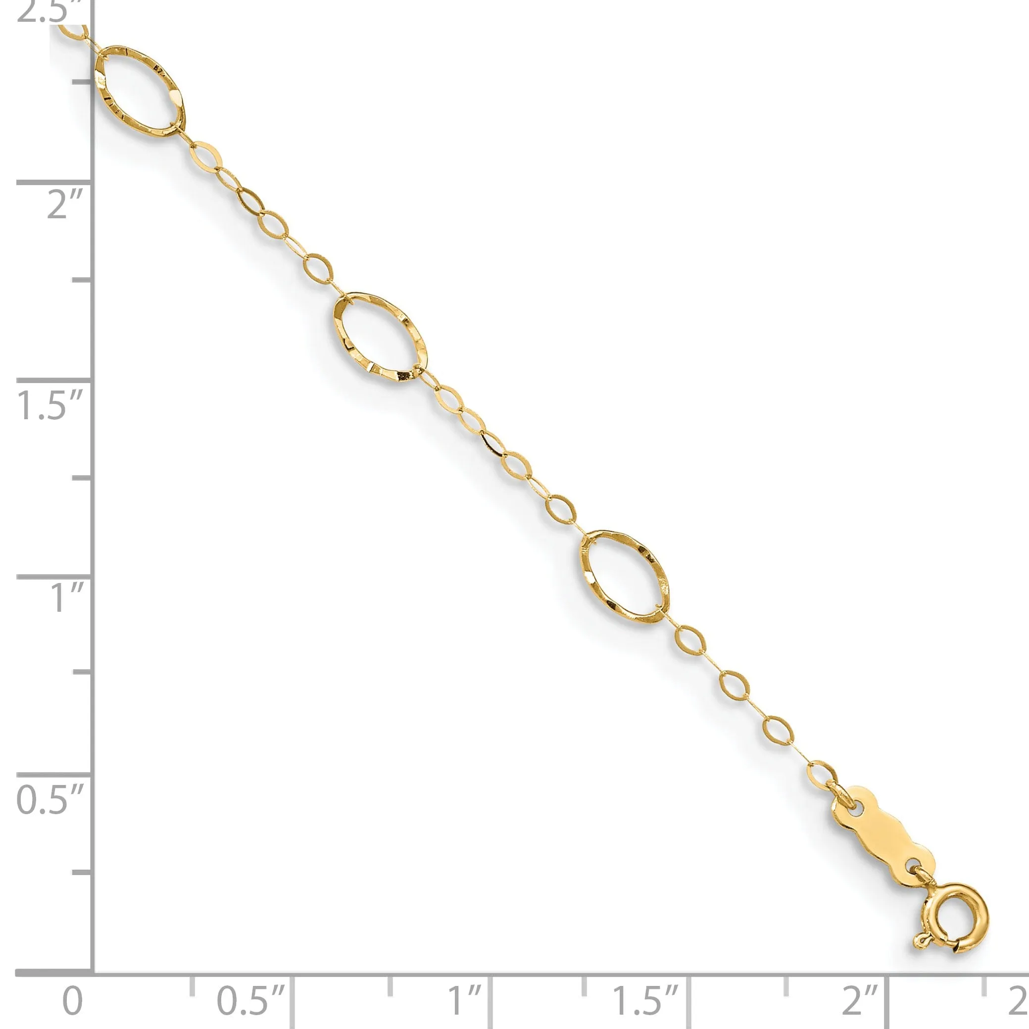 14k Yellow Gold Oval Shapes 9 Anklet