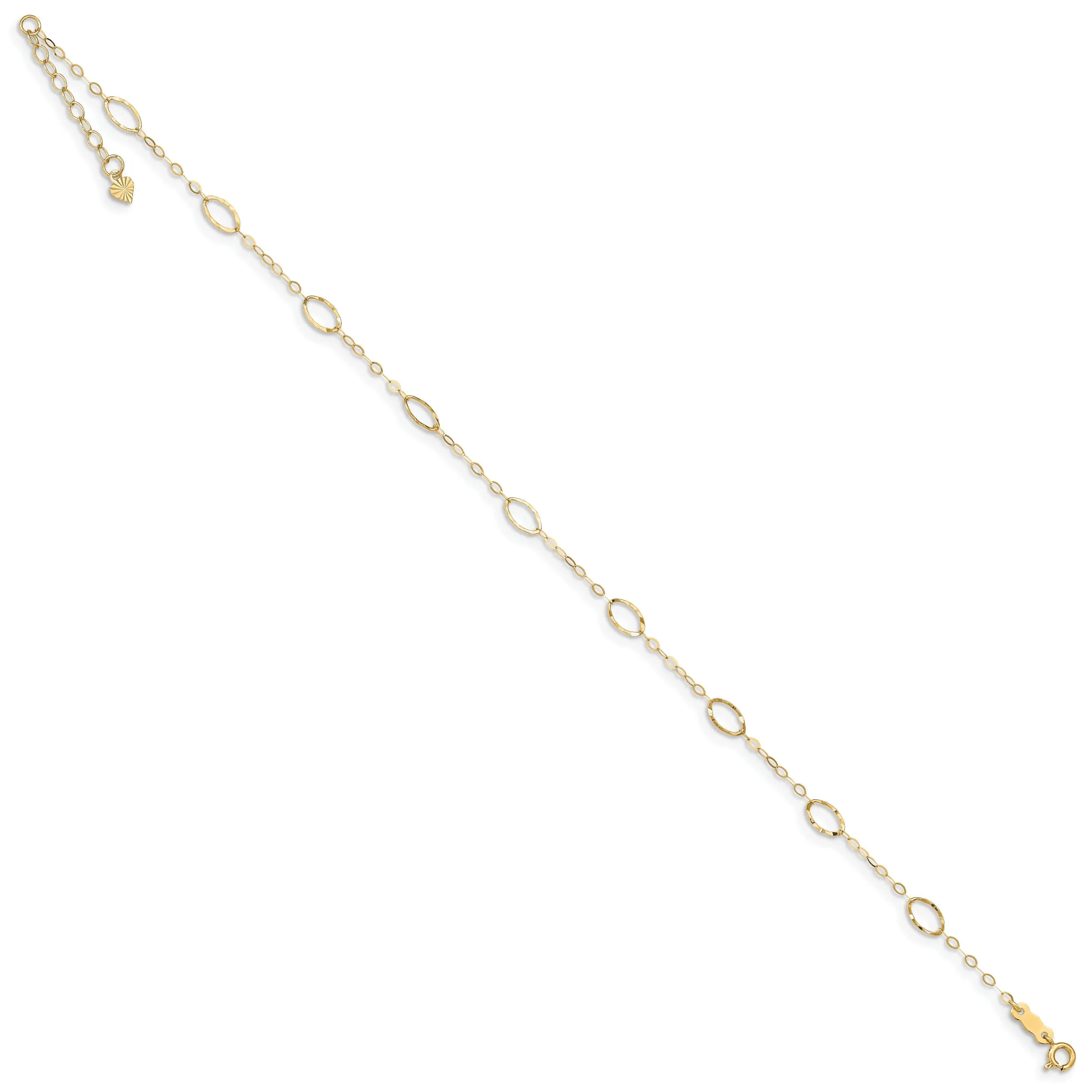 14k Yellow Gold Oval Shapes 9 Anklet