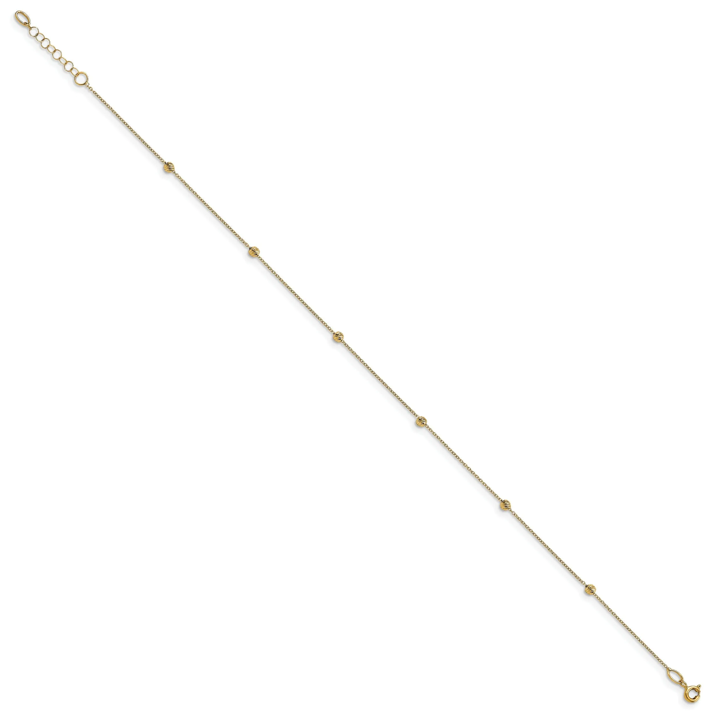 14k Yellow Gold Polished with 1 in ext. Anklet