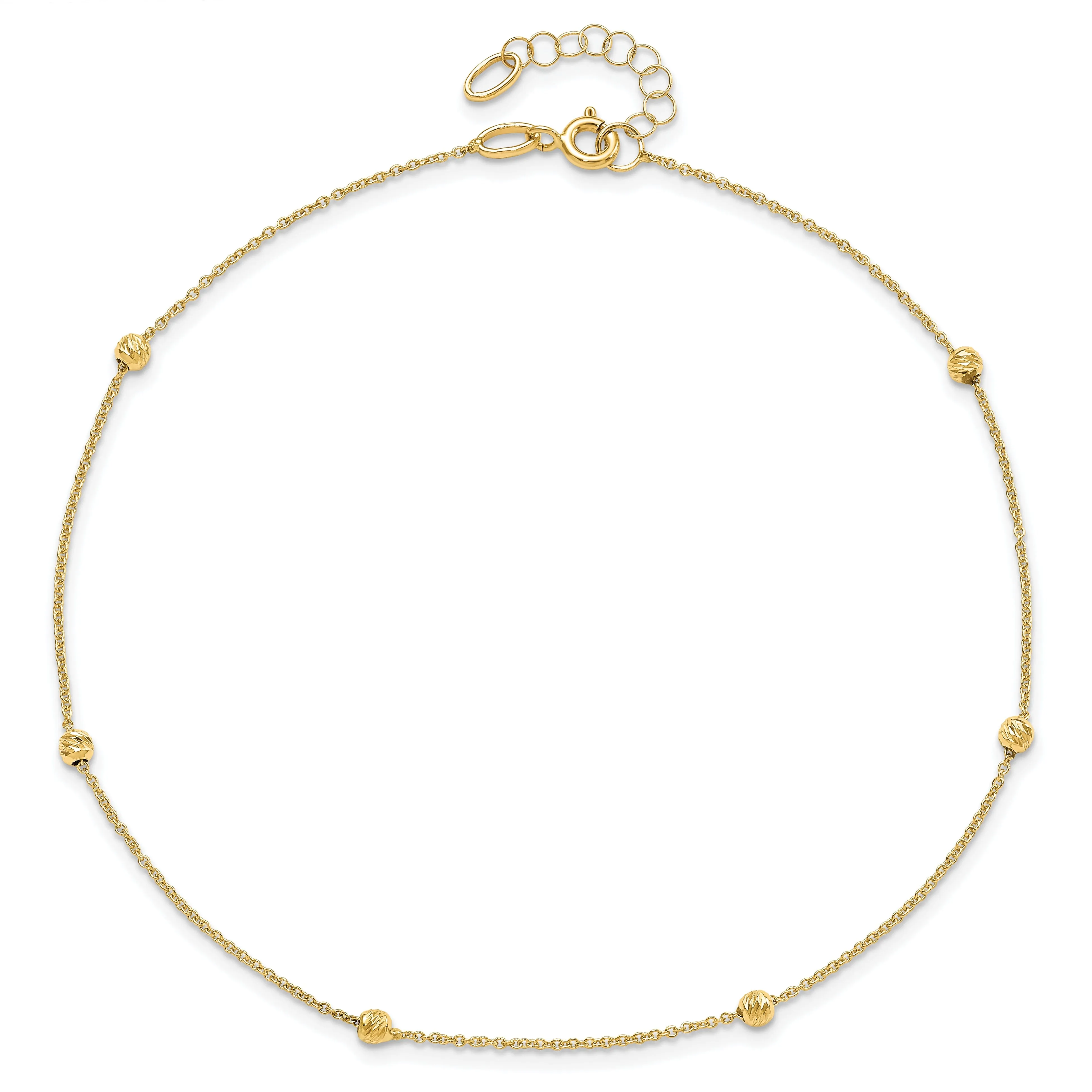 14k Yellow Gold Polished with 1 in ext. Anklet