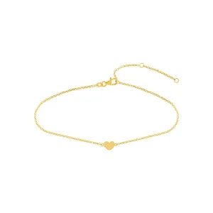 14K Yellow Gold Simple Heart Anklet