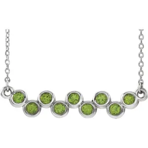 14KT GOLD 0.81 CTW PERIDOT BEZEL-SET BAR NECKLACE