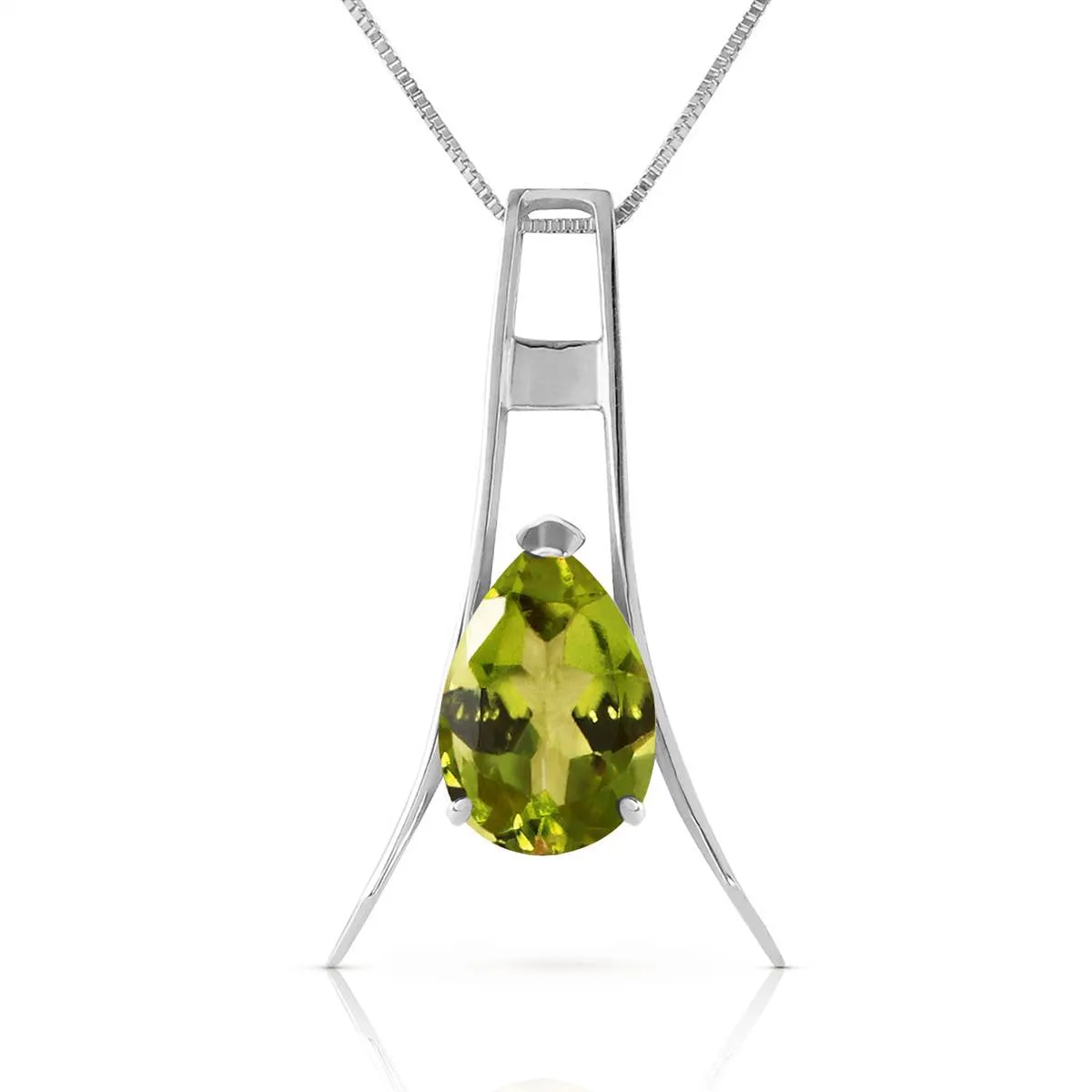 1.5 Carat 14K Solid White Gold Loving Smile Peridot Necklace