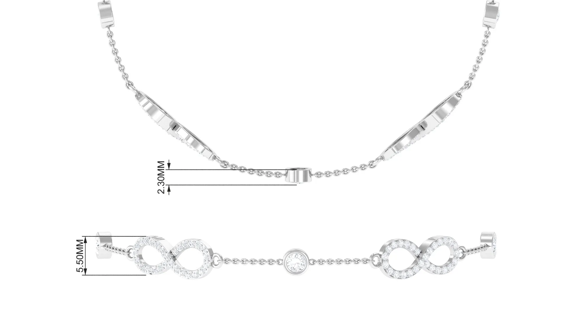 1.50 CT Moissanite Infinity Chain Bracelet