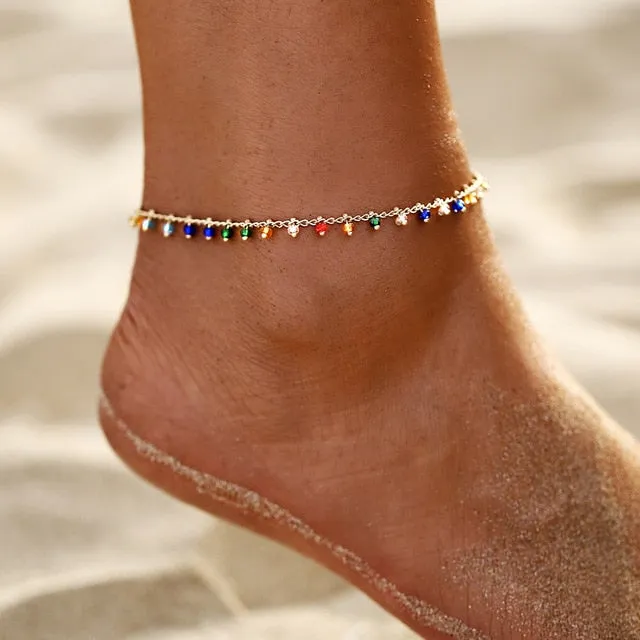 17KM Bohemian Colorful Eye Beads Anklets