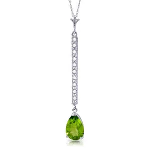 1.8 Carat 14K Solid White Gold Dreams To Dream Peridot Topaz Diamond Necklace