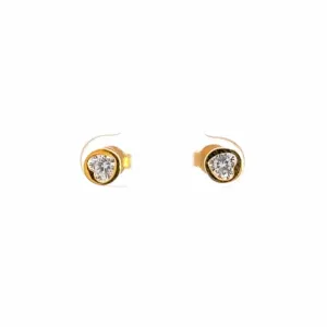 18K Yellow Gold Zircon Heart Earrings