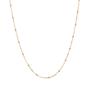 18" Coral Dot Ball Chain Necklace