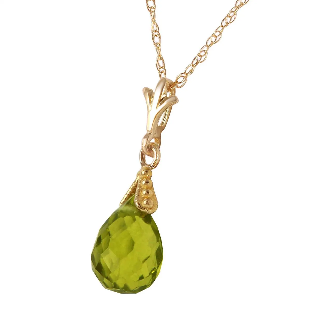 2.5 Carat 14K Solid Yellow Gold Ripeness Peridot Necklace