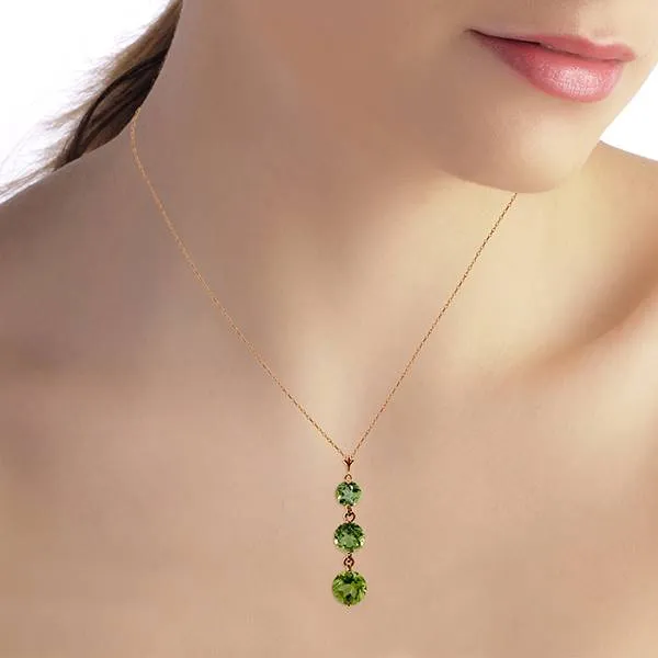 3.6 Carat 14K Solid Rose Gold Necklace Natural Peridot