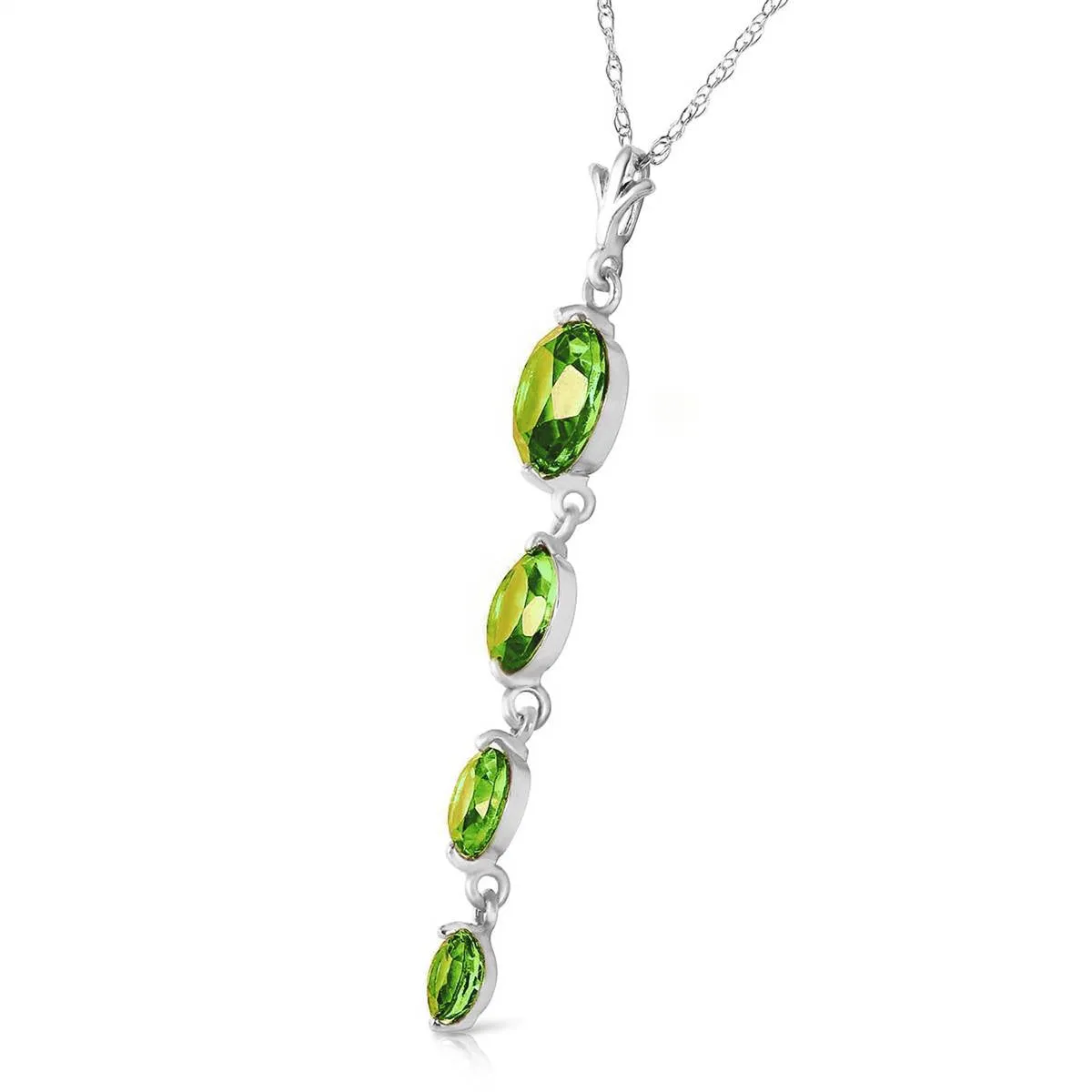 3.9 Carat 14K Solid White Gold Partake Peridot Necklace