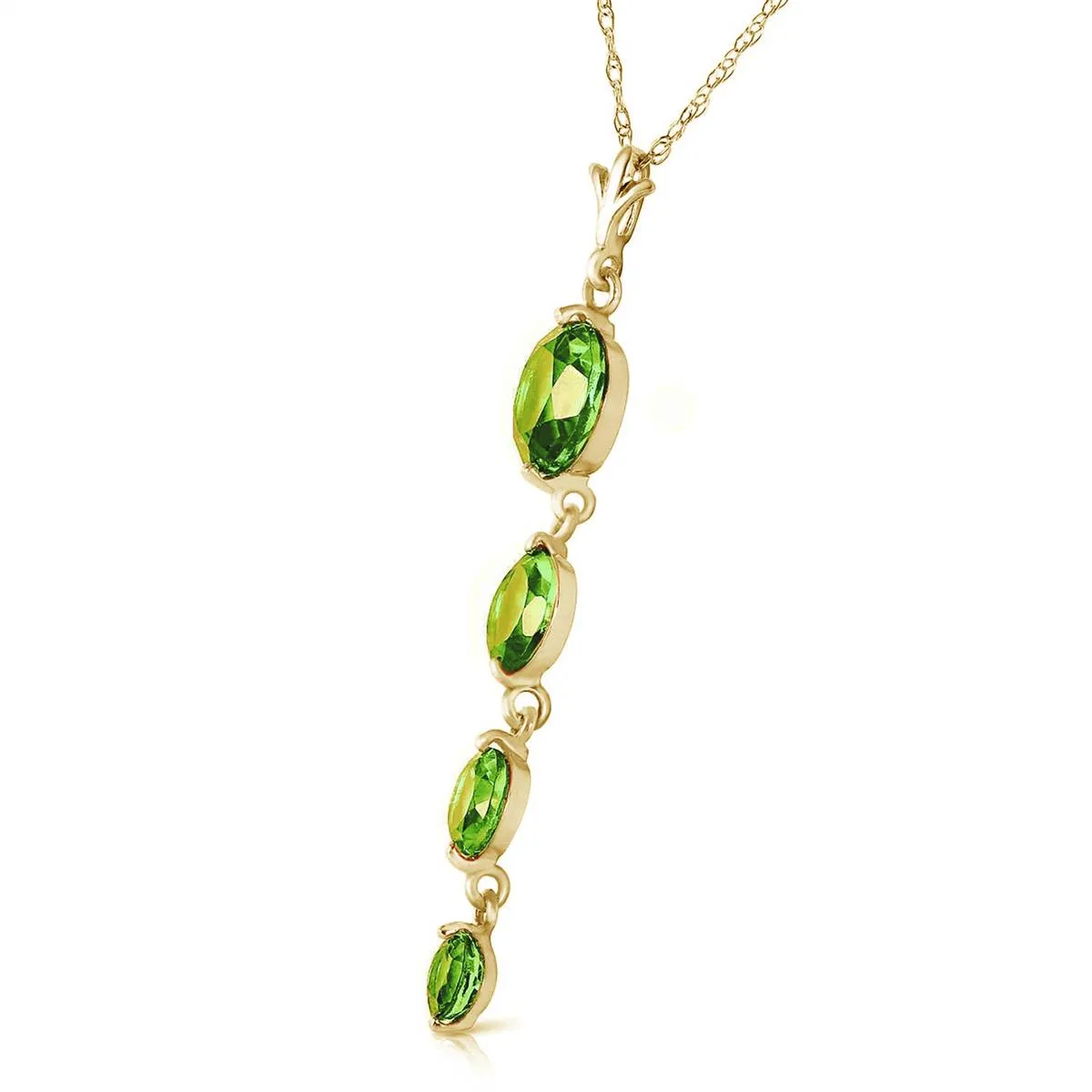 3.9 Carat 14K Solid Yellow Gold Crossing The Bar Peridot Necklace