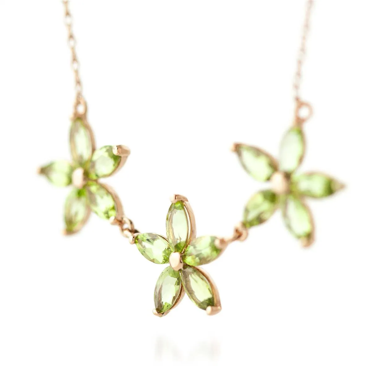 4.2 Carat 14K Solid Rose Gold Necklace Natural Peridot