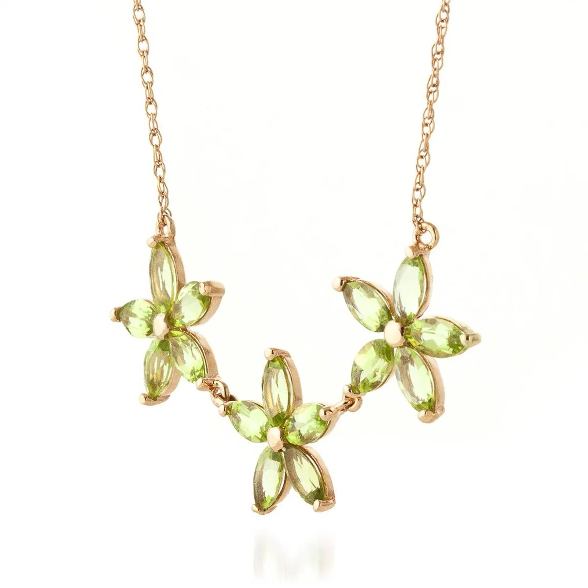 4.2 Carat 14K Solid Rose Gold Necklace Natural Peridot