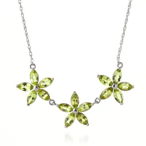 4.2 Carat 14K Solid White Gold Necklace Natural Peridot