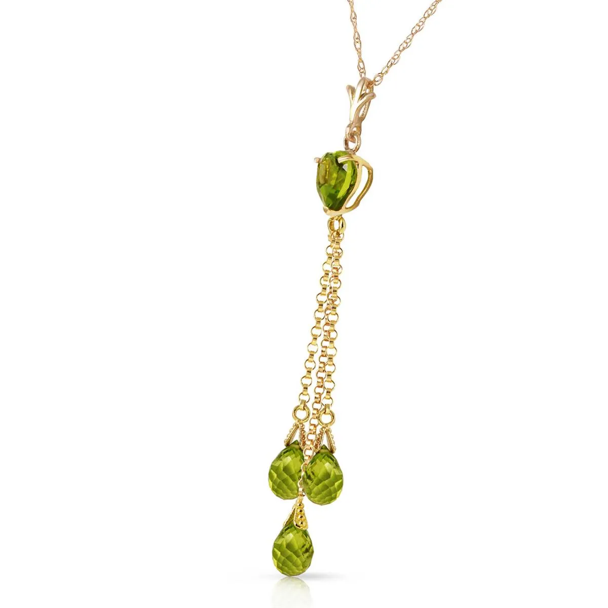 4.75 Carat 14K Solid Yellow Gold Barocco Peridot Necklace