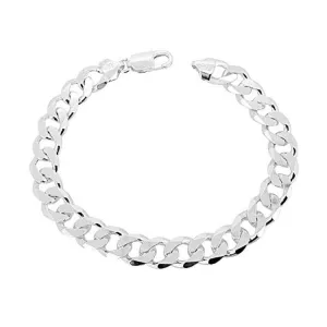 9.2mm Solid 925 Silver Curb Chain Bracelet For Men