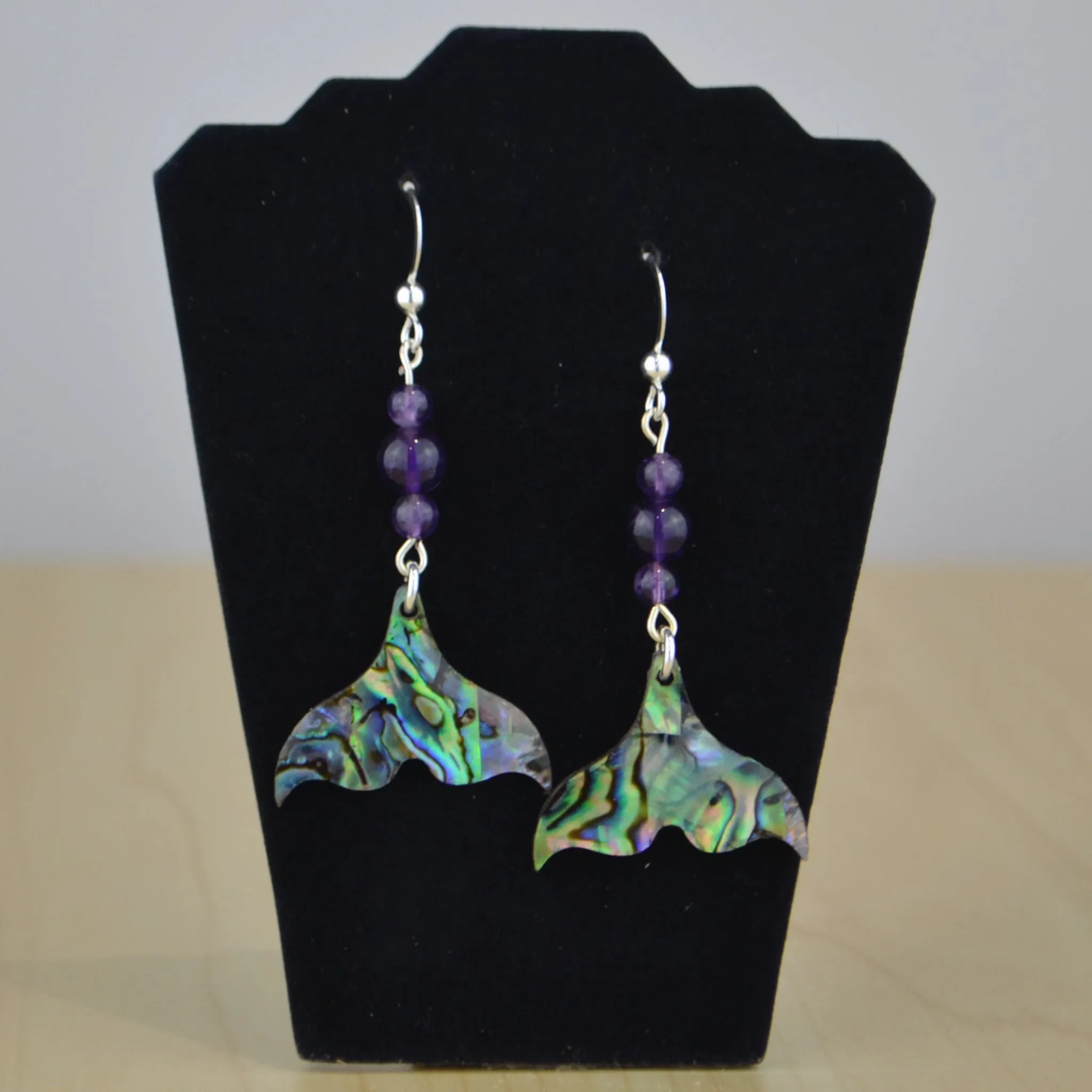 Abalone Whale Tail Earrings