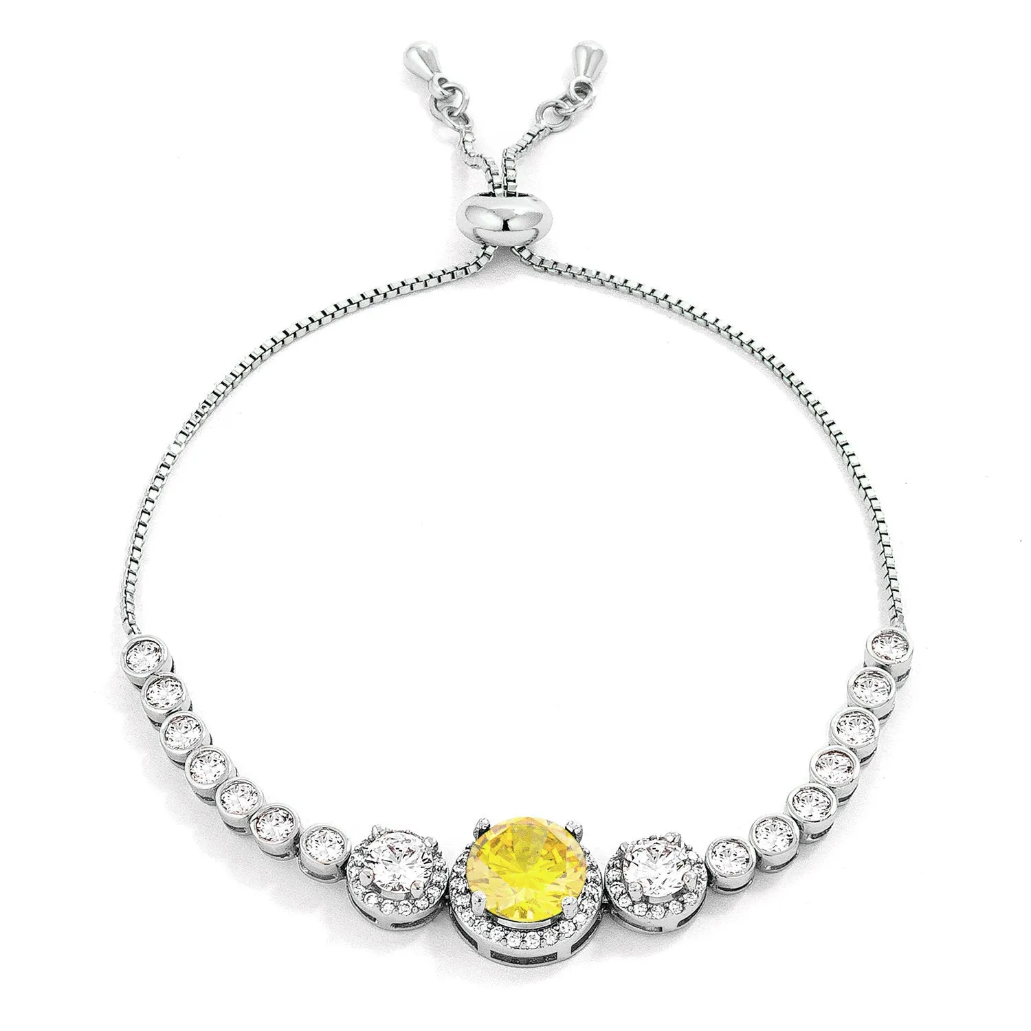 Abigail Clear Graduated CZ Bolo Slider Bracelet