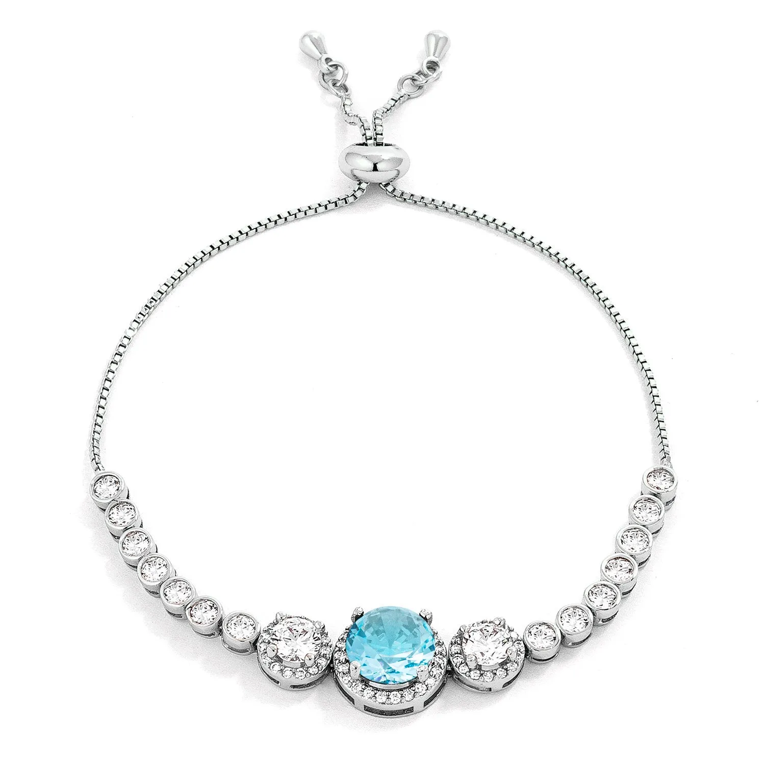 Abigail Clear Graduated CZ Bolo Slider Bracelet