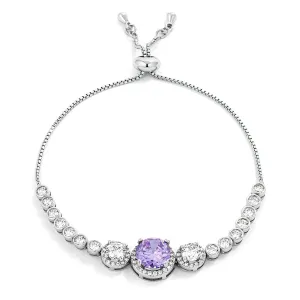 Abigail Lt Amethyst Graduated CZ Bolo Slider Bracelet