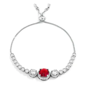 Abigail Ruby Graduated CZ Bolo Slider Bracelet