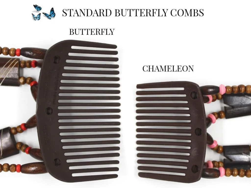 African Butterfly Hair Comb - Gemstone Black 37