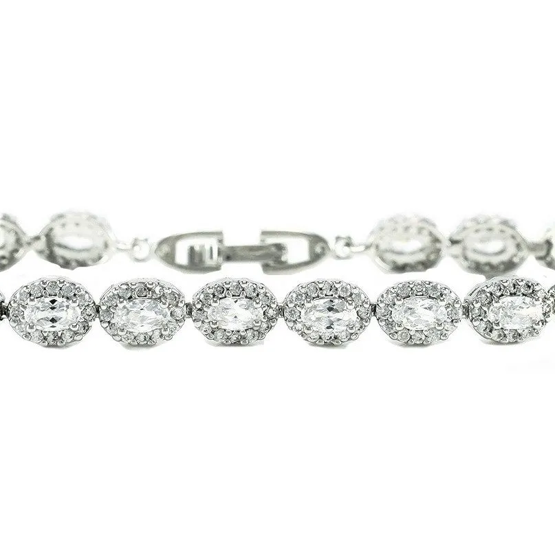 Aimee Oval HaloStatement Bracelet – 7.25 inch | 20ct